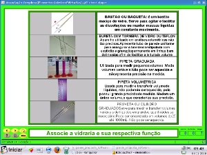 Tela do JClic com Tabela com Materiais de Laboratrio