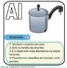 Imagem do smbolo qumico do Alumnio (Al) e suas aplicaes. O Al tem nmero atmico (Z) = 13 e Massa Atmica (A) = 27, est localizado na grupo 13 ou famlia 3A e no 3o perodo da tabela peridica dos elementos qumicos, sua distribuio eletrnica  K2 L8 M3. <br/><br/> Palavras-chave: Alumnio. Smbolos qumicos. Tabela peridica.