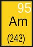 Representao do smbolo do Am (amercio) com nmero atmico e de massa. <br/><br/> Palavras-chave: Amercio. Tabela peridica. Massa e nmero atmico.