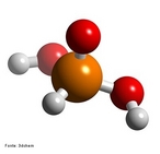 Representao em 3D de uma molcula de cido fosforoso que  um dos oxicidos do fsforo. cido fosforoso  o composto qumico descrito pela frmula H3PO3.  um dos oxicidos do fsforo, outros importantes membros sendo o cido fosfrico (H3PO4) e o cido hipofosforoso (H3PO2). Nota-se que somente os compostos reduzidos do fsforo recebem no nome o final "oso". Outros nomes deste cido so cido ortofosforoso e xido de dihidroxifosfina. <br/><br/> Palavras-chave: cido fosforoso. cido. Funes inorgnicas. Oxicidos.