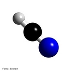 Representao da molcula de cido ciandrico em 3D. O cido ciandrico, tambm designado de cido prssico,  um cido fraco de frmula HCN. Apresenta um cheiro a amndoas-amargas e  muito txico. A sua toxicidade deve-se a uma desativao das enzimas de oxidao (oxidases) atravs da formao de complexos como o ferro que estas enzimas contm, bloqueando-se deste modo a cadeia de transporte de eletres at ao oxignio. <br/><br/> Palavras-chave: cido ciandrico. Funes inorgnicas. Tabela peridica. Ligao qumica.