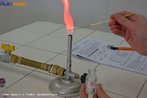 Foto tirada no Colgio Estadual do Paran, no laboratrio de Qumica, identificando o ction ltio pelo teste de chama. Colorao da chama: carmim. <br/><br/> Palavras-chave: Teste de chama. Elementos qumicos. Tabela peridica. Ction ltio. 
