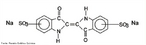 Representao da molcula de Carmim de ndigo ou ndigo carmim, ou sal sdico do cido 5,5'-indigodisulfnico,  um corante e indicador de pH com a frmula qumica C16H8N2Na2O8S2. <br/><br/> Palavras-chave: ndigo carmim. Corante. Indicador de pH.