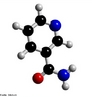 A niacina, tambm conhecida como vitamina B3, vitamina PP ou cido nicotnico,  uma vitamina hidrossolvel cujos derivados (NAD+, NADH, NADP+ e NADPH) desempenham importante papel no metabolismo energtico celular e na reparao do DNA. Molcula em 3D. <br/><br/> Palavras-chave: Vitamina B3. Niacina. Vitamina hidrossolvel. Vitamina PP. cido nicotnico.