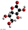 Representao da molcula de vitamina C. A vitamina C  necessria para a produo de colagnio, a substncia do tipo cimento intercelular que d estrutura aos msculos, tecidos vasculares, ossos e cartilagens. A vitamina C tambm contribui para a sade dos dentes e gengivas e auxilia na absoro do ferro a partir da dieta.  tambm necessria para a sntese dos cidos biliares. <br/><br/> Palavras-chave: Vitamina C. Molcula. Substncia.