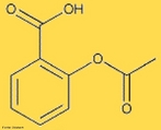 Representao da molcula de aspirina ou cido acetilsaliclico que  um frmaco do grupo dos anti-inflamatrios no-esteroides (AINE) e tambm um antiplaquetrio, utilizado como anti-inflamatrio, antipirtico, analgsico e inibidor da agregao das plaquetas sanguneas. <br/><br/> Palavras-chave: Aspirina. cido acetilsaliclico. Frmaco.