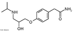 Representação da molécula de atenolol, que é uma droga que pertence ao grupo dos beta bloqueadores, uma classe de drogas usadas principalmente em doenças cardiovasculares. Introduzida em 1976, o atenolol foi desenvolvido como um substituto para o propranolol no tratamento da hipertensão. Fórmula molecular C14H22N2O3. Massa molar 266,336 g/mol. Nomenclatura IUPAC (sistemática) (RS)-2-[4-[2-hidroxi-3-(1-metiletilamino)propoxy]fenil]etanamida. <br/><br/> Palavras-chave: Atenolol. Medicamentos. Química orgânica. Doping.