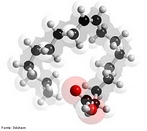 Representao da molcula de cido oleico em 3D. O cido oleico  um cido carboxlico, por possuir um grupo funcional COOH. O cido oleico  um cido graxo de cadeia longa possuindo 18 carbonos na sua estrutura. Por possuir uma dupla ligao entre os carbonos ele  chamado de cido graxo insaturado. Os cidos graxos so uma classe de compostos orgnicos que constituem os lipdeos, os quais so vitais na construo da membrana celular, estando presente na epiderme, o qual protege e faz parte da barreira da pele evitando a sua desidratao, por perda de gua trans epidrmica. O cido oleico  um cido graxo essencial (mega 9), o qual participa do nosso metabolismo, desempenhando um papel fundamental na sntese dos hormnios. <br/><br/> Palavras-chave: cido oleico. Funes qumicas.