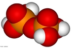 Molécula de ácido pirofosfórico. Ácido pirofosfórico, também conhecido como ácido difosfórico, é um líquido xaroposo ou um sólido em cristalino em forma de agulhas. Ácido pirofosfórico é incolor, inodoro, higroscópico e é solúvel em água, éter dietílico, e álcool etílico e é produzido do ácido fosfórico por desidratação. Ácido pirofosfórico lentamente se hidrolisa na presença de água em ácido fosfórico. <br/><br/> Palavras-chave: Ácido pirofosfórico. Molécula. Funções químicas.