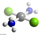 Representação de uma molécula em isomeria trans em 3D.  Os isômeros são compostos que possuem a distribuição espacial diferente. Este tipo de isomeria ocorre caso existam ligações duplas ou cadeia fechada ou se os ligantes estiverem ligados a carbonos diferentes. Os isômeros podem ser classificados como cis (Z) ou trans (E). Cis (Z) - quando os ligantes de maior massa situam-se do mesmo lado da molécula. Trans (E) - quando os ligantes de maior massa não se situam do mesmo lado da molécula. <br/><br/> Palavras-chave: Isomeria trans. Molécula. Isomeria geométrica.