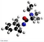 Representação da molécula da Lidocaína ou xilocaína®, 2-(dietilamino)-N-(2,6dimetilfenil)acetamido, que é um fármaco do grupo dos Antiarrítmicos da classe I (subgrupo 1B), e dos anestésicos locais que é usado no tratamento da arritmia cardíaca e da dor local (como em operações cirúrgicas). É pouco tóxica. <br/><br/> Palavras-chave: Lidocaína. Anestésico. Xilocaína.