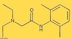 Representao da molcula da Lidocana ou xilocana, 2-(dietilamino)-N-(2,6dimetilfenil)acetamido, que  um frmaco do grupo dos Antiarrtmicos da classe I (subgrupo 1B), e dos anestsicos locais que  usado no tratamento da arritmia cardaca e da dor local (como em operaes cirrgicas).  pouco txica. <br/><br/> Palavras-chave: Lidocana. Anestsico. Xilocana.