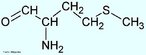 A metionina  um aminocido importante que auxilia o incio da traduo do RNA mensageiro (O RN completamente processado constitui o RNA mensageiro. A traduo do RNA mensageiro ocorre no ribossomo, dentro do citoplasma para produzir a protena, que  codificada na sequncia de nucleotdeos), sendo o primeiro aminocido incorporado na posio terminal-N de todas as protenas. Este aminocido que contm enxofre tambm serve de fonte de enxofre para a cistena em animais e seres humanos. Neste aspecto, a metionina  considerada um aminocido essencial, ao contrrio da cistena, ou seja, a cistena  no-essencial desde que a dieta contenha quantidades suficientes de metionina. O grupo metil terminal de cadeia lateral da metionina geralmente participa em reaes bioqumicas de transferncia de metil, tornando a metionina uma doadora de metil. A metionina representa cerca de 2% dos aminocidos das protenas do nosso organismo. Os ovos so ricos em metionina. Nome IUPAC: cido (S)-2-amino-4-(methylsulfanyl)-butanoico. Abreviatura (Met). <br/><br/> Palavras-chave: Metionina. Aminocidos. Qumica orgnica. Bioqumica.