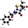 Representao da molcula de penicilina em 3D que  um antibitico natural derivado de um fungo, o bolor do po Penicillium chrysogenum (ou P. notatum). <br/><br/> Palavras-chave: Penicilina. Antibitico. Bolor do po.