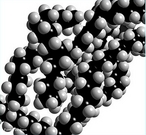 Representação da molécula do polímero de polietileno, é quimicamente o polímero mais simples. É representado pela cadeia: (CH2-CH2)n. Devido à sua alta produção mundial, é também o mais barato, sendo um dos tipos de plástico mais comum. É quimicamente inerte. Obtém-se pela polimerização do etileno (de fórmula química CH2=CH2, e chamado de eteno pela IUPAC), de que deriva seu nome. <br/><br/> Palavras-chave: Polietileno. Polímero. Molécula.