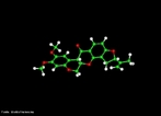Representação tridimensional da molécula de Rotenona, que é uma substância química inodora usada como inseticida, piscicida (causa morte de peixes) e pesticida. Ocorre naturalmente nas raízes e talos de várias plantas. Causa os sintomas do mal de Parkinson se injetada em ratos. Nomenclatura IUPAC: (2R,6aS,12aS)-1,2,6,6a,12,12a-hexahydro-2-isopropenyl-8,9-dimethoxychromeno[3,4-b]furo(2,3-h)chromen-6-one. Fórmula molecular: C23H22O6. Massa molar: 394,41 g/mol. <br/><br/> Palavras-chave: Rotedona. Química orgânica. Pesticidas. Inseticidas. Piscicida.