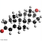 Testosterona  um hormnio esteroide produzido, tanto nos Homens quanto nas Mulheres.  produzida nos homens pelos testculos (os quais tambm produzem espermatozoides e uma srie de outros hormnios que controlam o desenvolvimento normal e funcionamento) e nos indivduos do sexo feminino pelos ovrios, e, em pequena quantidade em ambos, tambm pelas glndulas suprarrenais.  <br/><br/> Palavras-chave: Testosterona. Hormnio. Esteroide. Molcula.